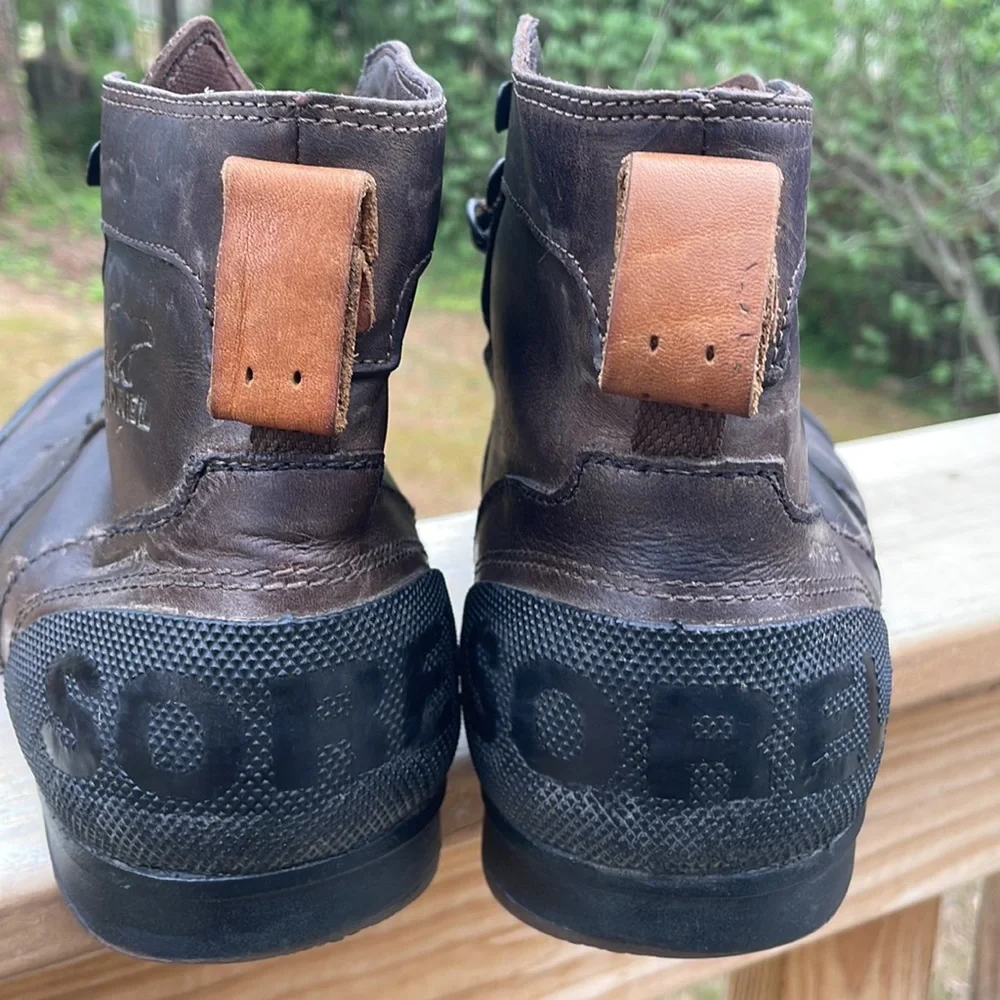 Sorel Men's Ankeny Mid Hiker Leather Boots in Tobacco/Black Size 9